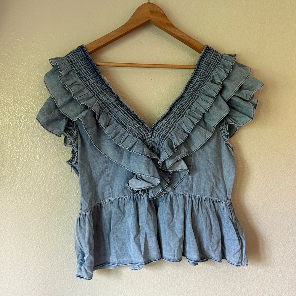 BiBi Denim Blue Ruffled Blouse - Picture 5 of 5